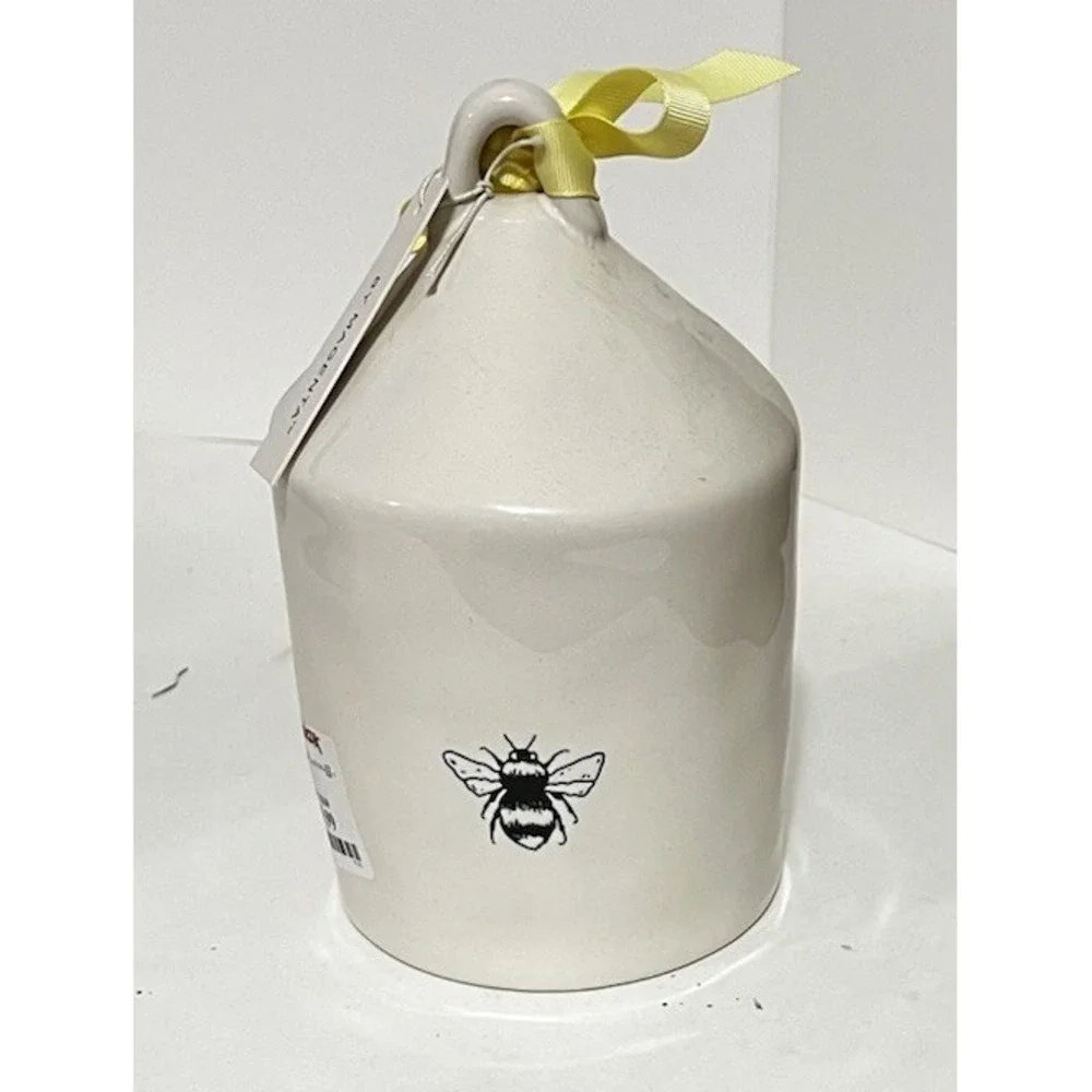Rae Dunn WELCOME Round Birdhouse Double-Sided with Bee Yellow Ribbon